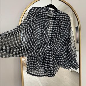 Free people picnic plaid tie front shirt